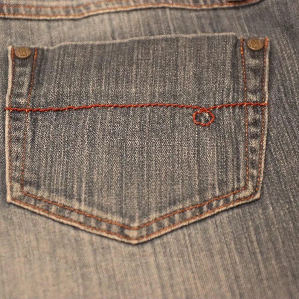 Prana Long Blue Denim 5 Pocket Shorts Size 10 Organic Cotton/ Lycra Casual